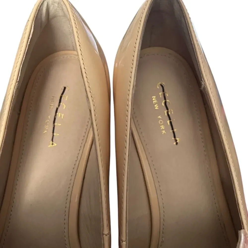 Cecelia New York Pinky Platform Penny Loafer Womens 9.5 Beige Patent Leather NEW